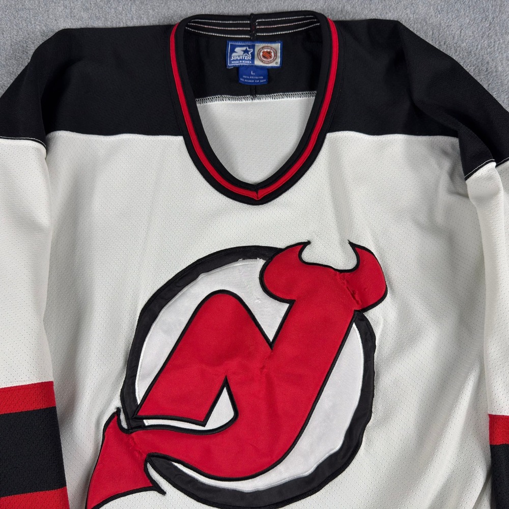 Vintage Starter New Jersey Devils NHL Hockey Jersey Men's Large White